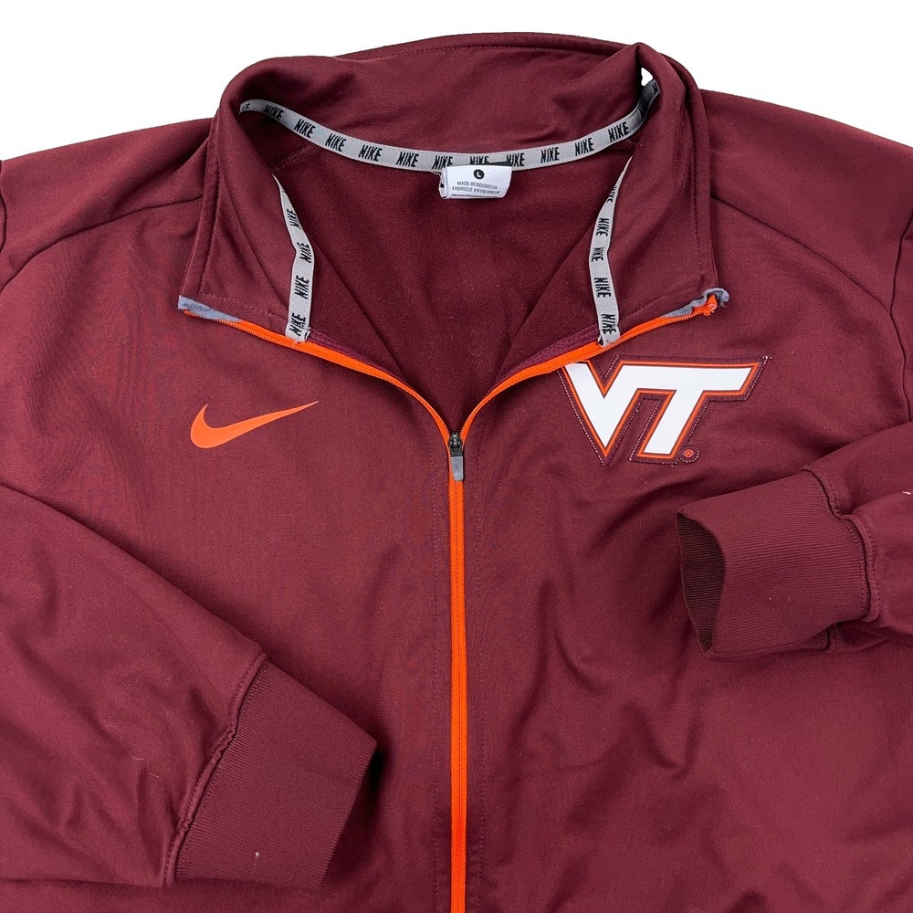 Virginia Tech Hokies Jacket Men Large Nike Dri Fit Track Suit Warm Up Maroon * - Picture 2 of 13
